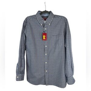 Cremieux men’s blue‎ and white checkered cotton long sleeve button up size large